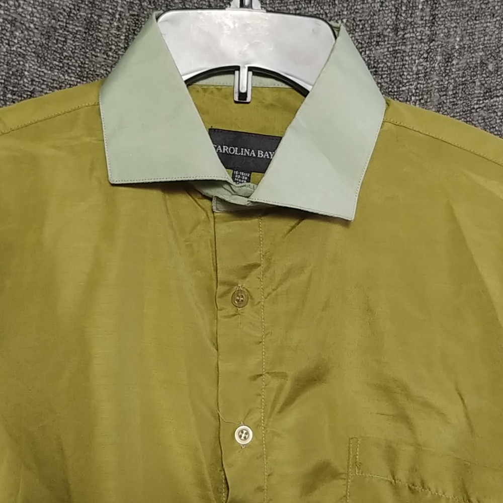 Carolina Bay Mens Green Long Sleeve Button Down Shirt - Picture 4 of 7